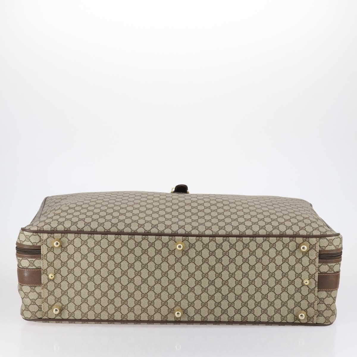GUCCI GG Supreme Web Sherry Line Travel Bag PVC Beige Gold Auth 146422