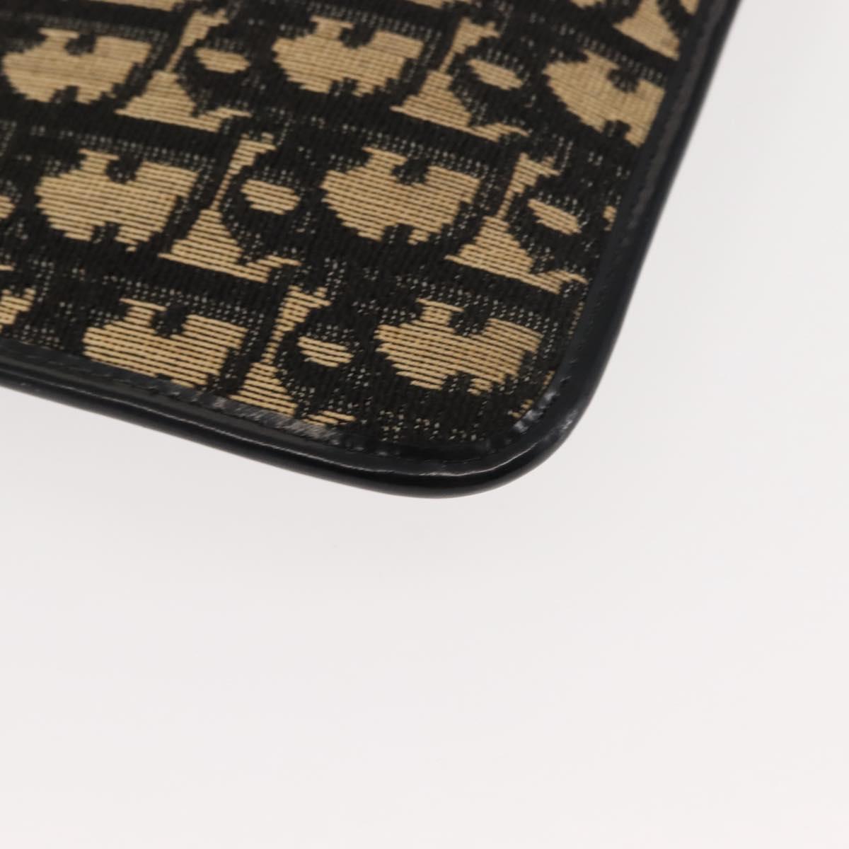 Christian Dior Trotter Canvas Chain Clutch Bag Navy Gold Auth 146425