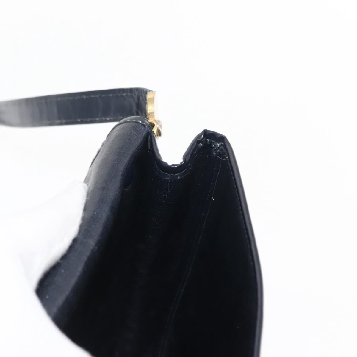 Christian Dior Trotter Canvas Shoulder Bag Navy Gold Auth 146426