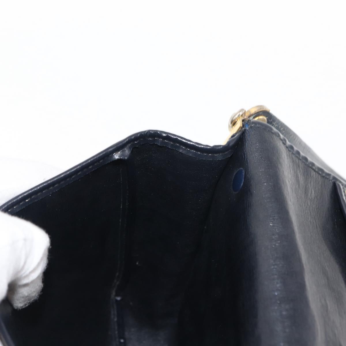 Christian Dior Trotter Canvas Shoulder Bag Navy Gold Auth 146426