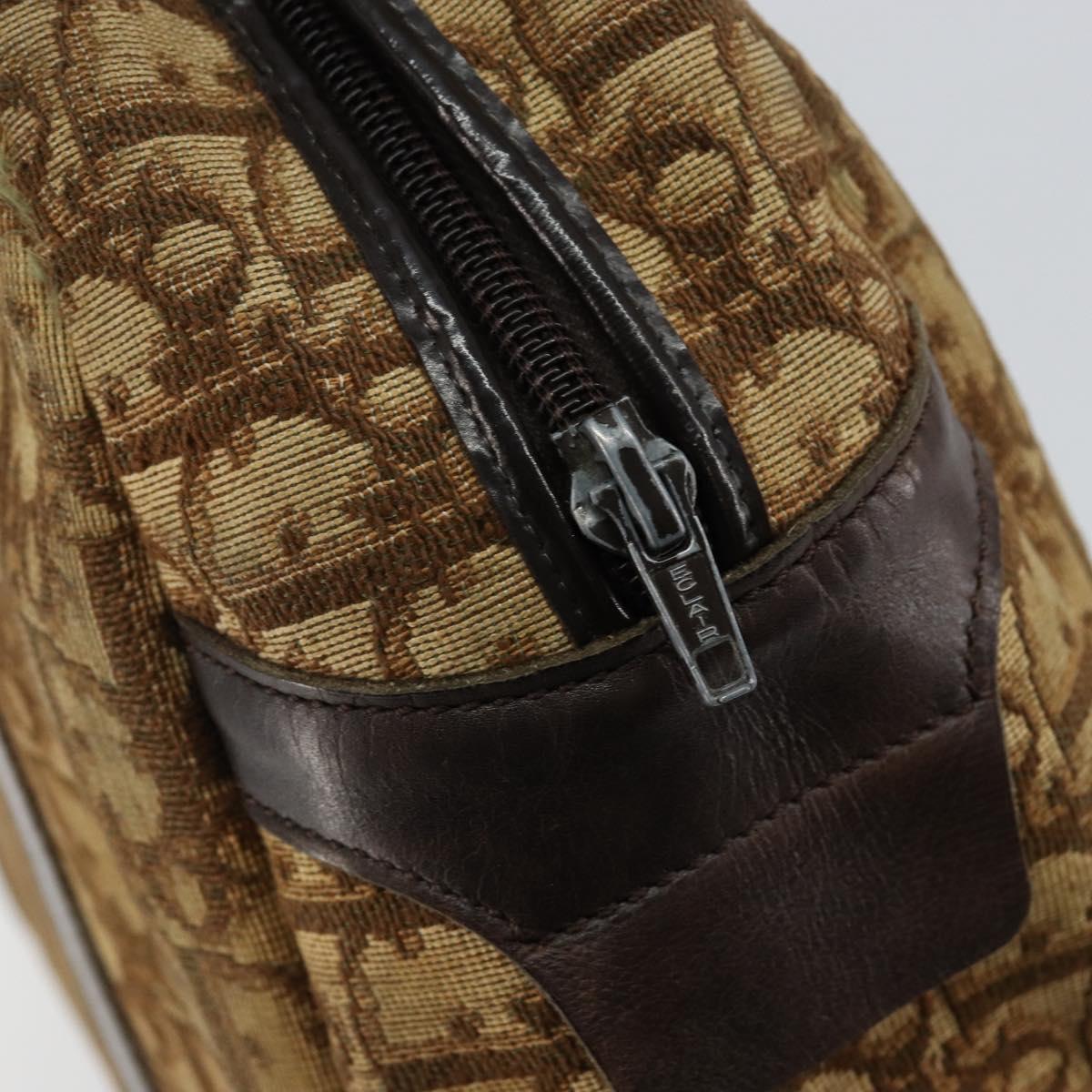 Christian Dior Trotter Canvas Hand Bag Brown Gold Auth 146427