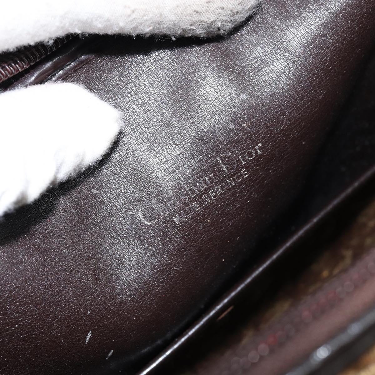 Christian Dior Trotter Canvas Hand Bag Brown Gold Auth 146427