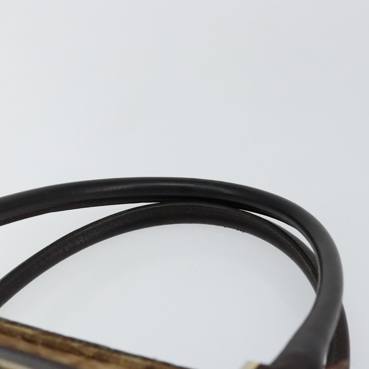 Christian Dior Trotter Canvas Hand Bag Brown Gold Auth 146427