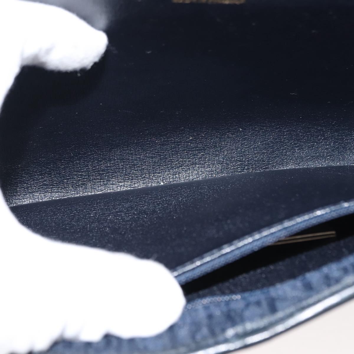 Christian Dior Trotter Canvas Chain Shoulder Bag Navy Gold Auth 146428