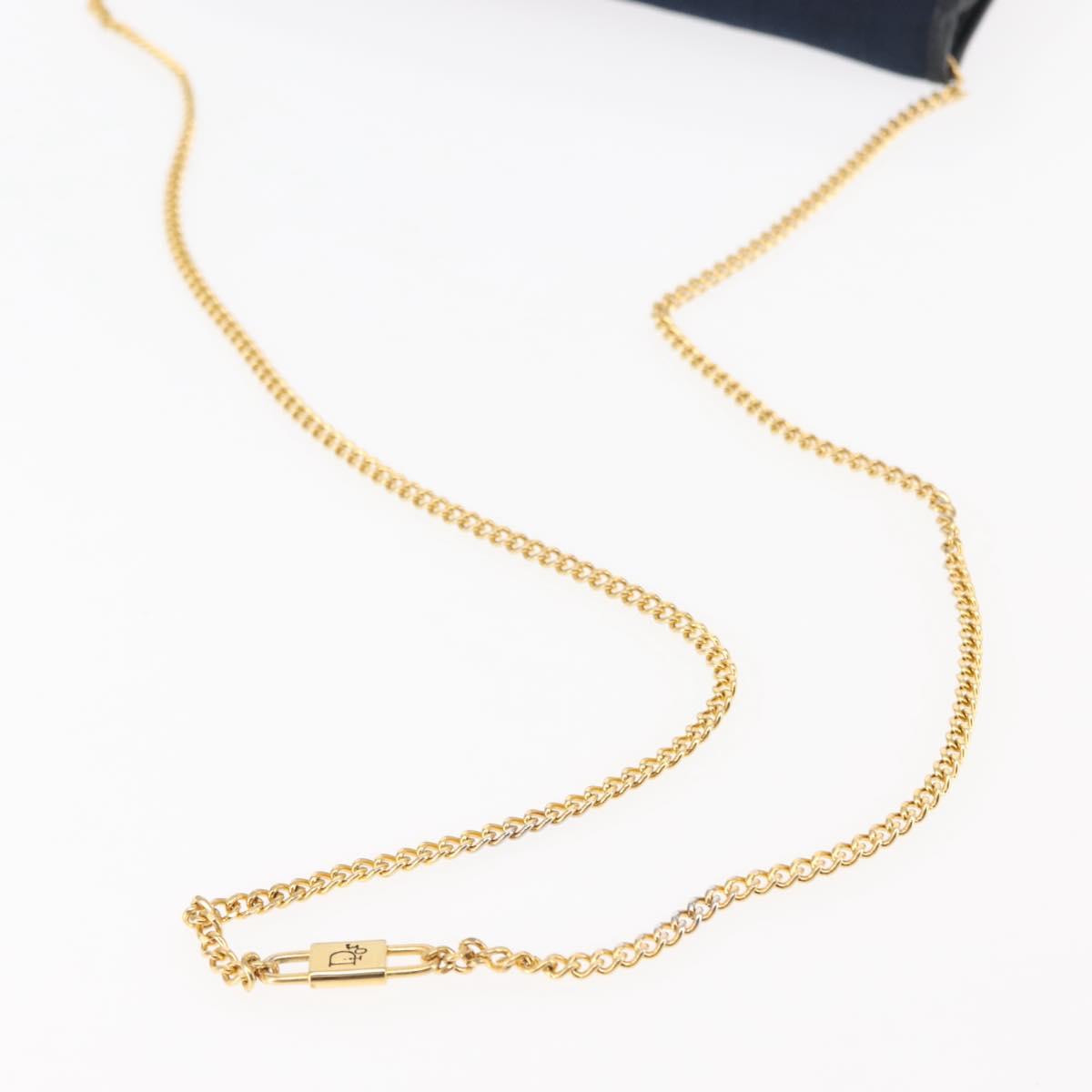 Christian Dior Trotter Canvas Chain Shoulder Bag Navy Gold Auth 146428