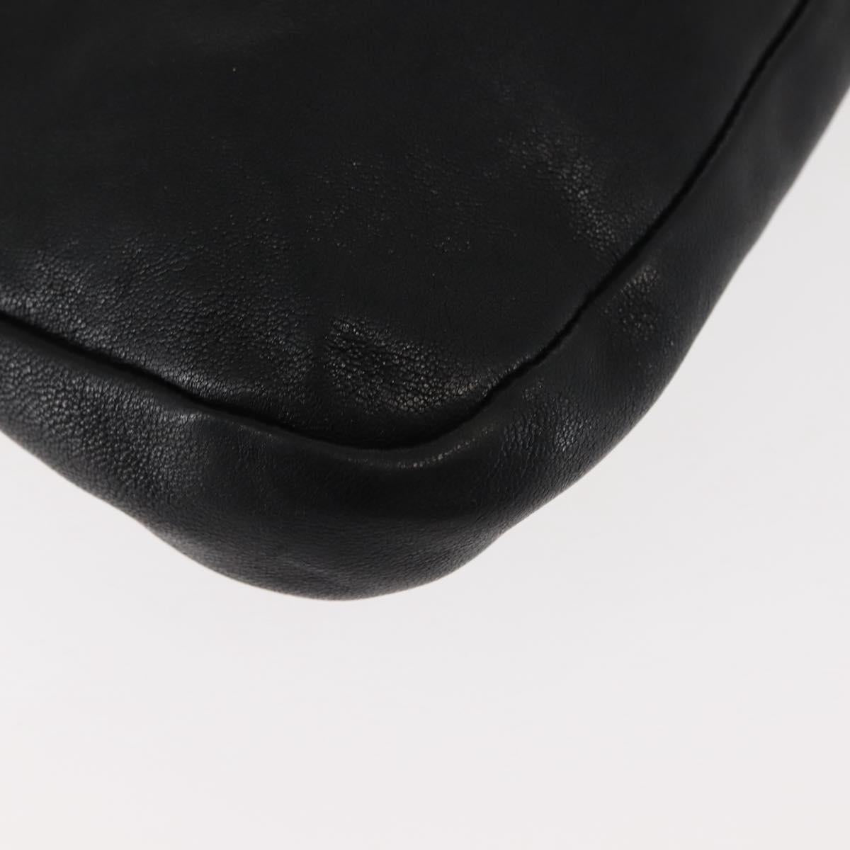 Jimmy Choo Studs Clutch Bag Leather Black Gold Auth 146429