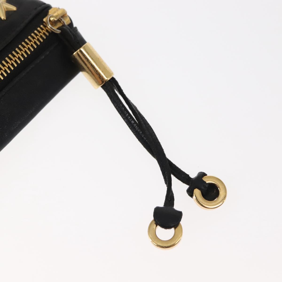 Jimmy Choo Studs Clutch Bag Leather Black Gold Auth 146429