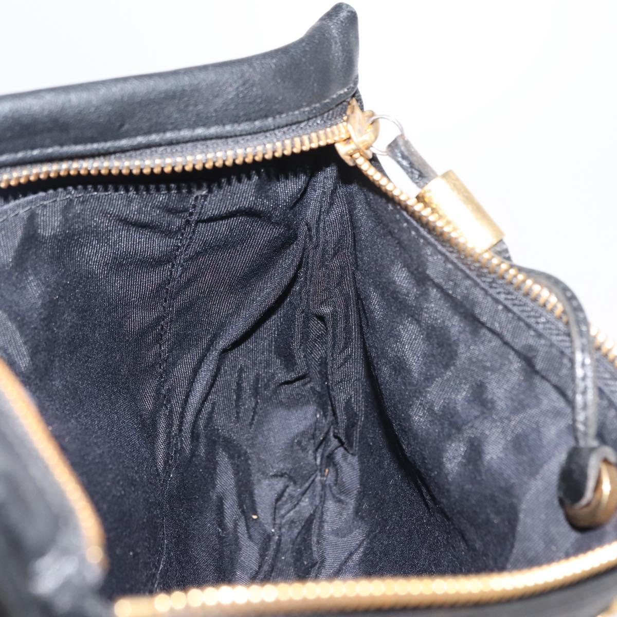 Jimmy Choo Studs Clutch Bag Leather Black Gold Auth 146429