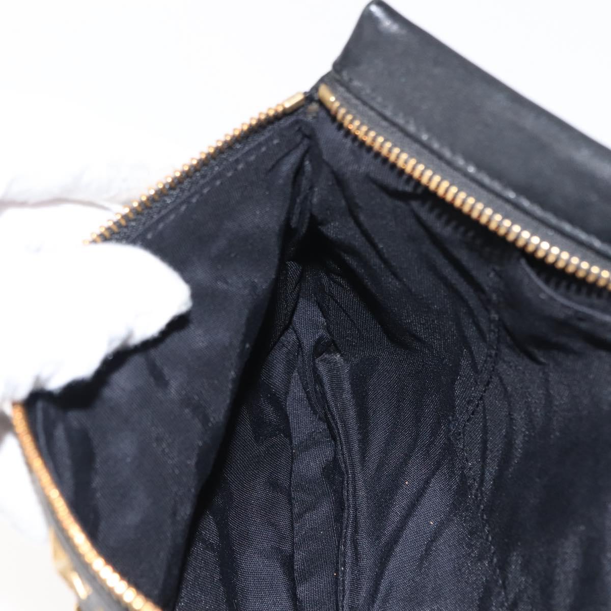 Jimmy Choo Studs Clutch Bag Leather Black Gold Auth 146429