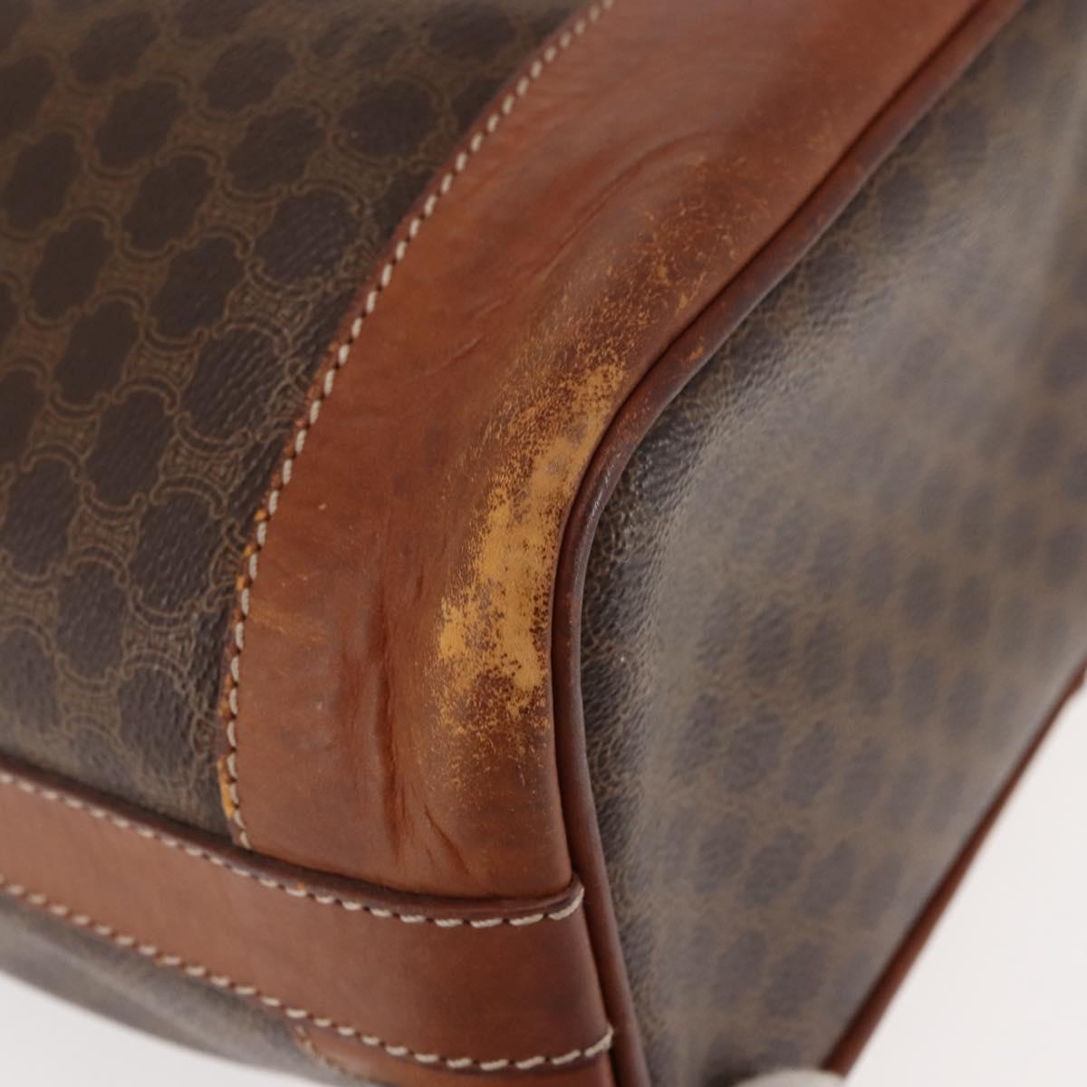 CELINE Macadam Canvas Shoulder Bag PVC Brown Gold Auth 146431