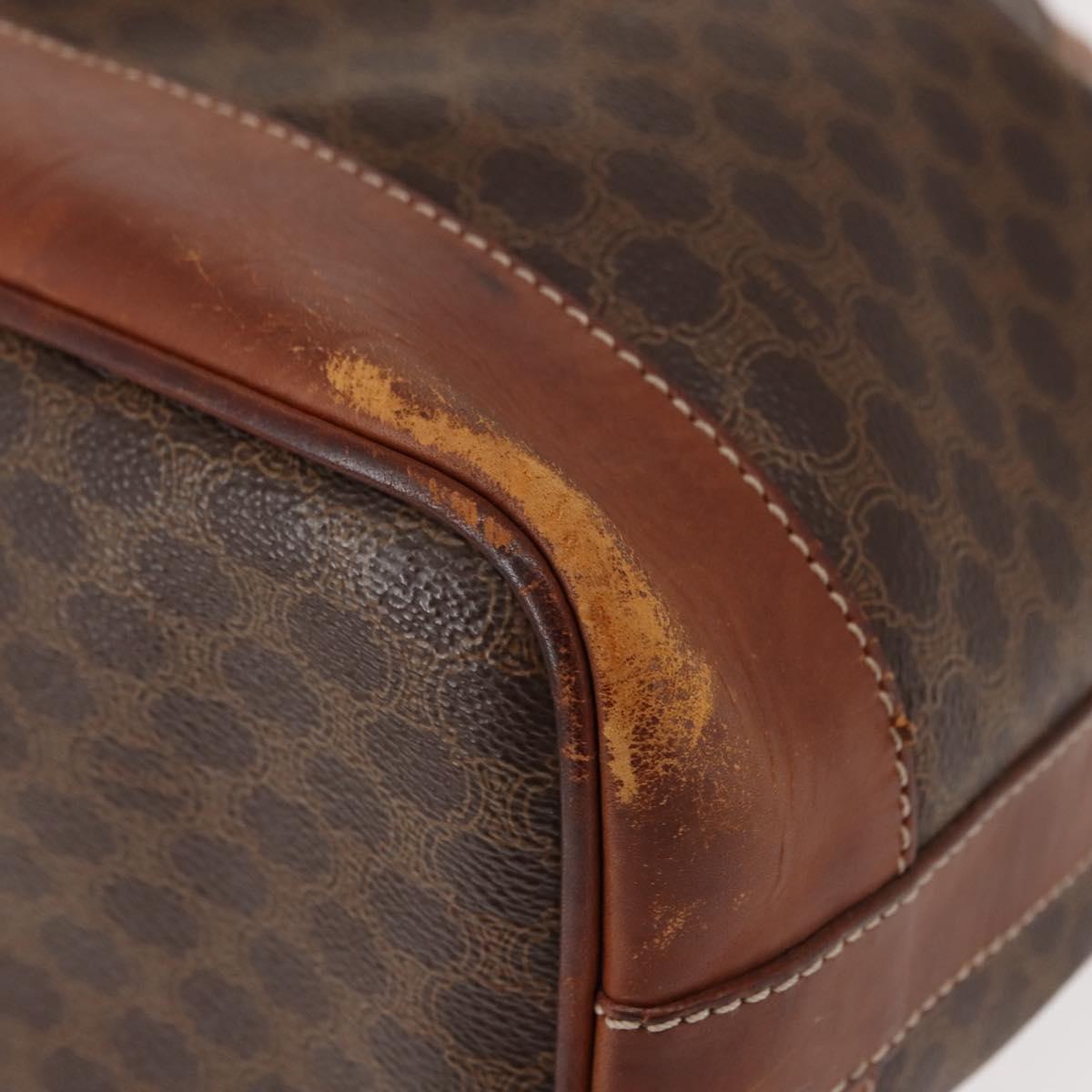 CELINE Macadam Canvas Shoulder Bag PVC Brown Gold Auth 146431
