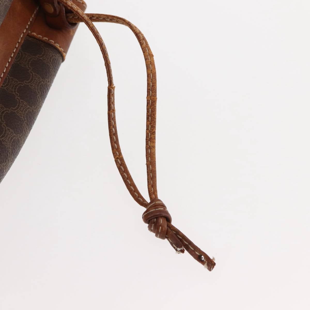 CELINE Macadam Canvas Shoulder Bag PVC Brown Gold Auth 146431