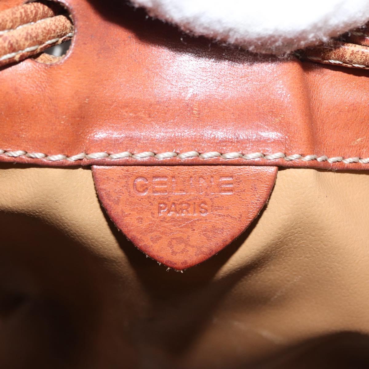 CELINE Macadam Canvas Shoulder Bag PVC Brown Gold Auth 146431