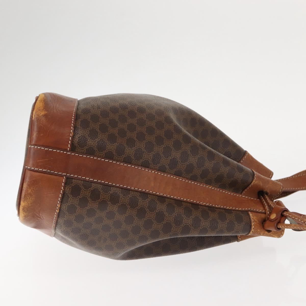 CELINE Macadam Canvas Shoulder Bag PVC Brown Gold Auth 146431