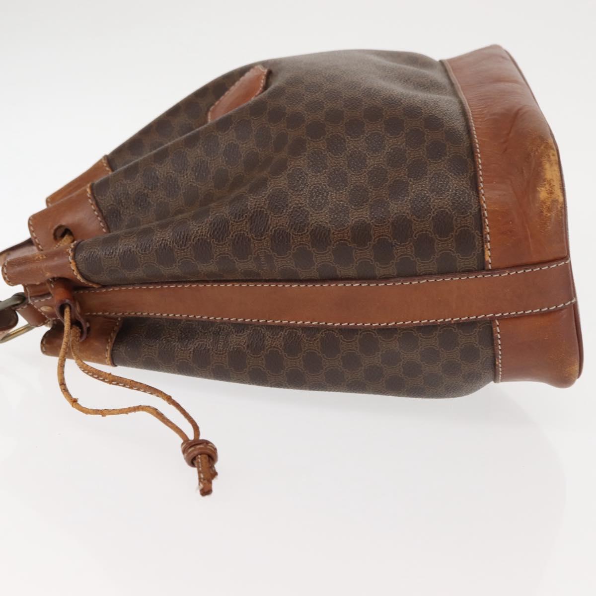 CELINE Macadam Canvas Shoulder Bag PVC Brown Gold Auth 146431