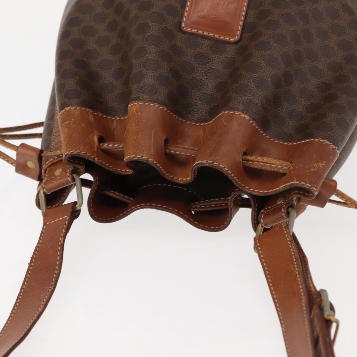 CELINE Macadam Canvas Shoulder Bag PVC Brown Gold Auth 146431