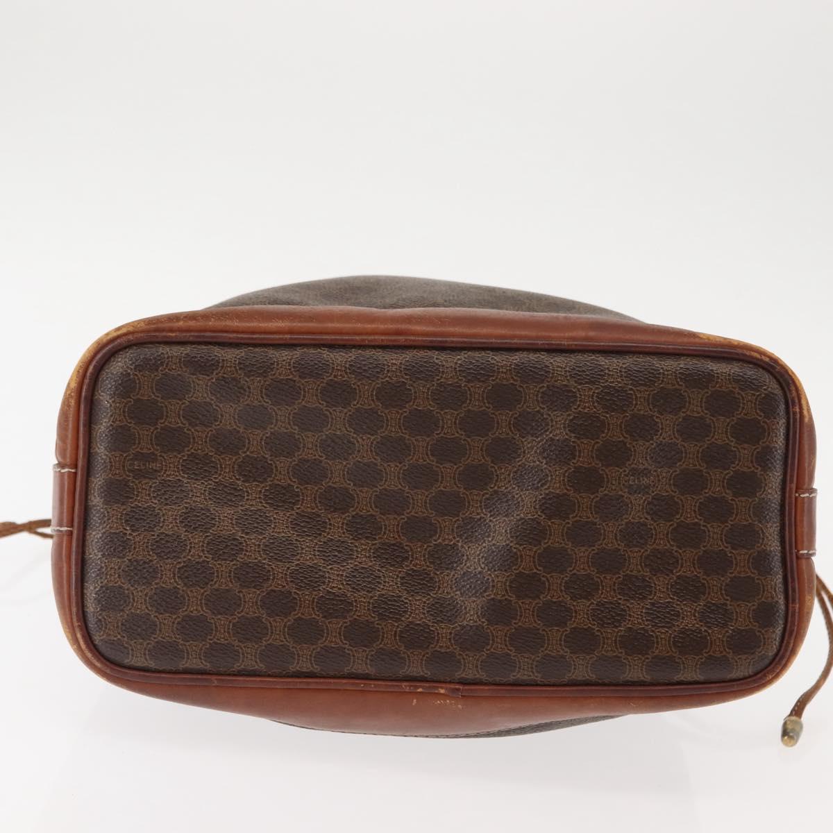 CELINE Macadam Canvas Shoulder Bag PVC Brown Gold Auth 146431