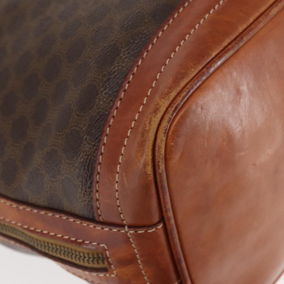 CELINE Macadam Canvas Shoulder Bag PVC Brown Gold Auth 146432