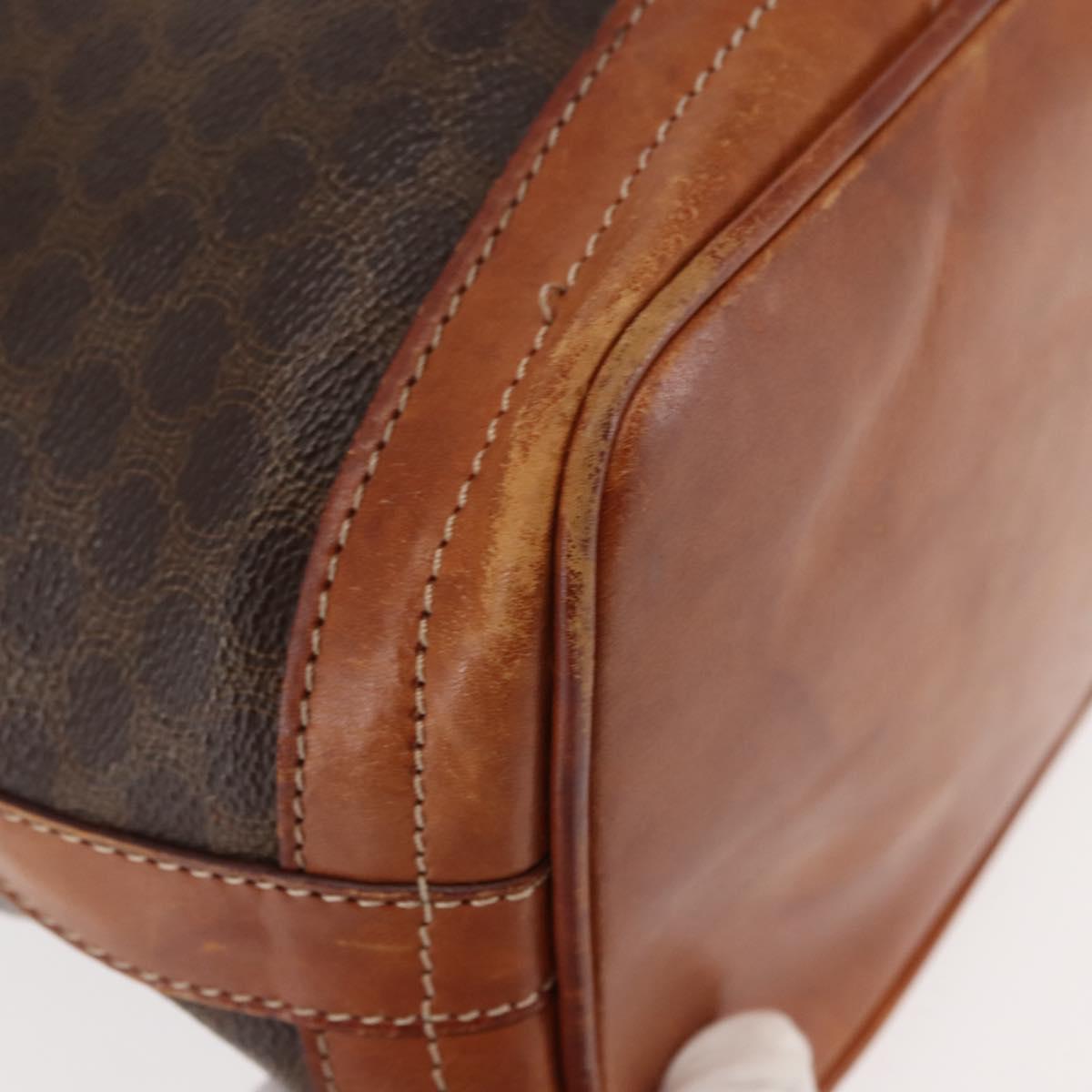 CELINE Macadam Canvas Shoulder Bag PVC Brown Gold Auth 146432