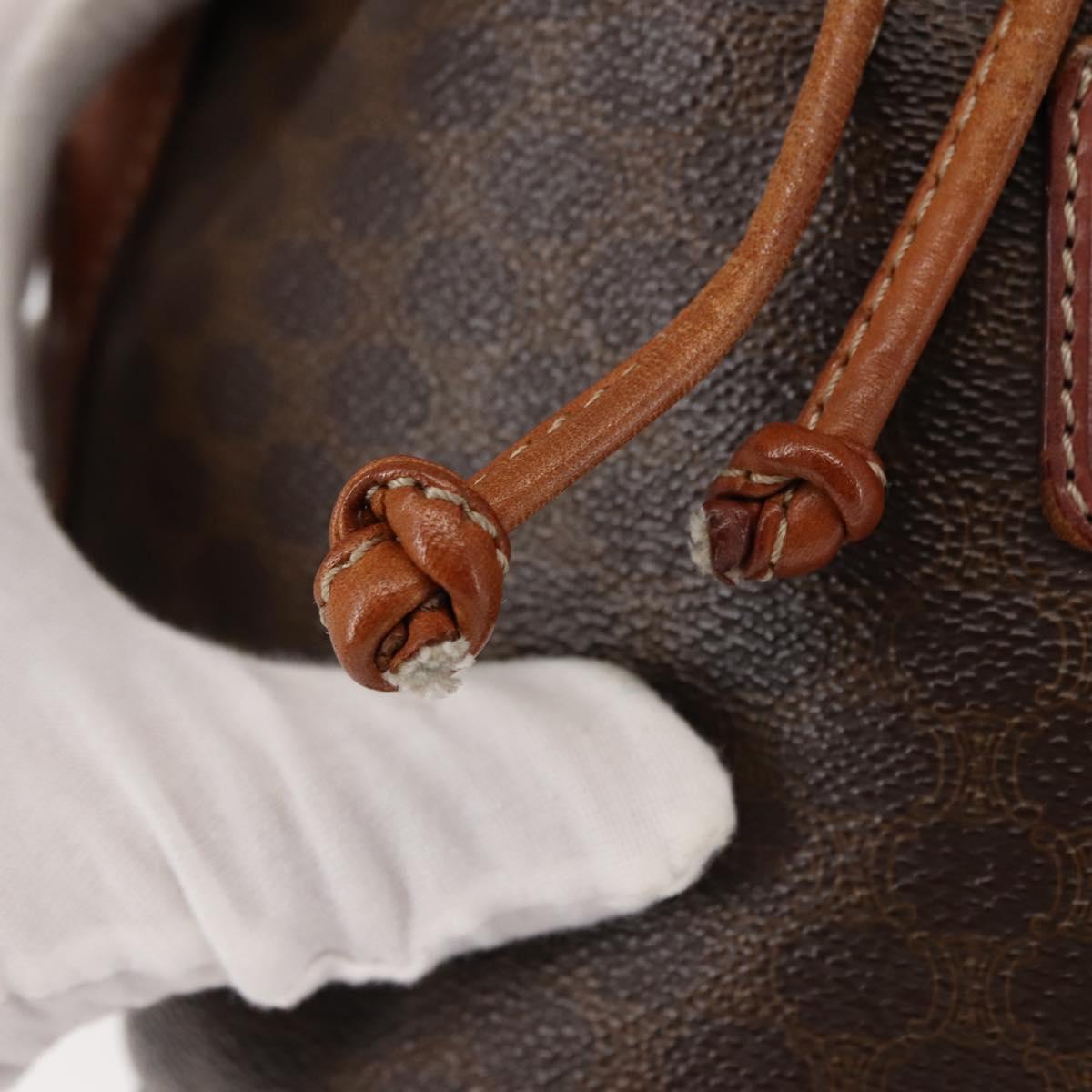 CELINE Macadam Canvas Shoulder Bag PVC Brown Gold Auth 146432