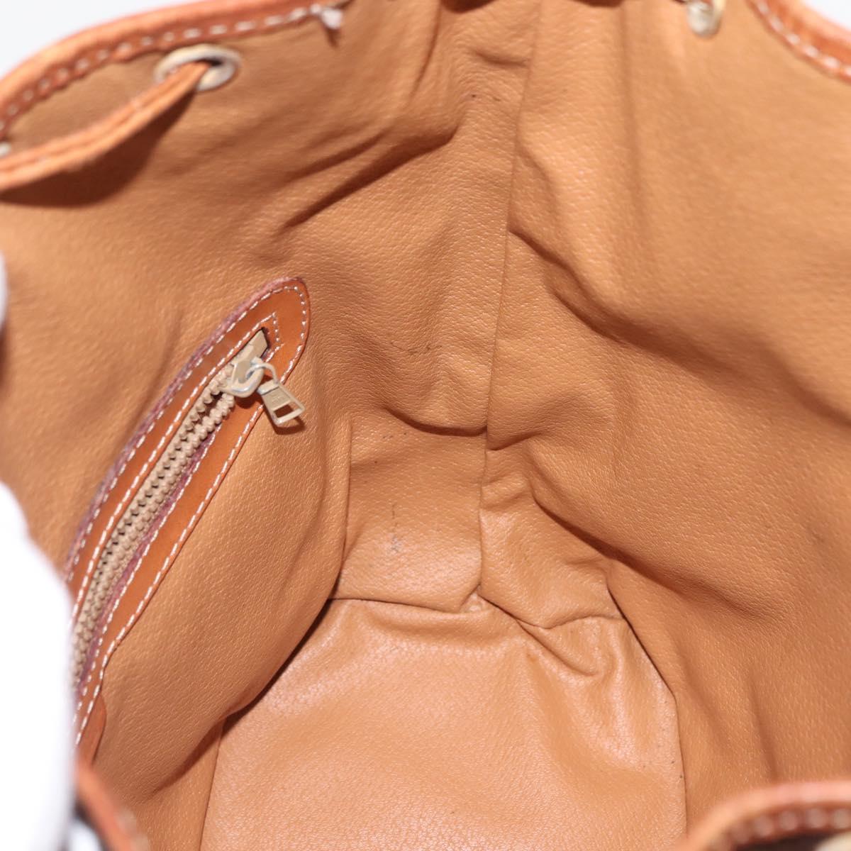 CELINE Macadam Canvas Shoulder Bag PVC Brown Gold Auth 146432