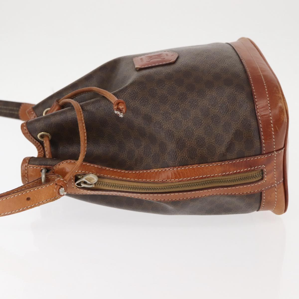 CELINE Macadam Canvas Shoulder Bag PVC Brown Gold Auth 146432