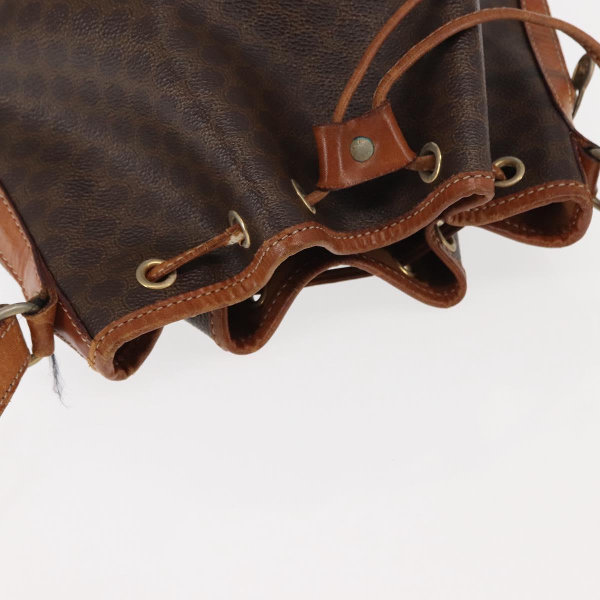 CELINE Macadam Canvas Shoulder Bag PVC Brown Gold Auth 146432