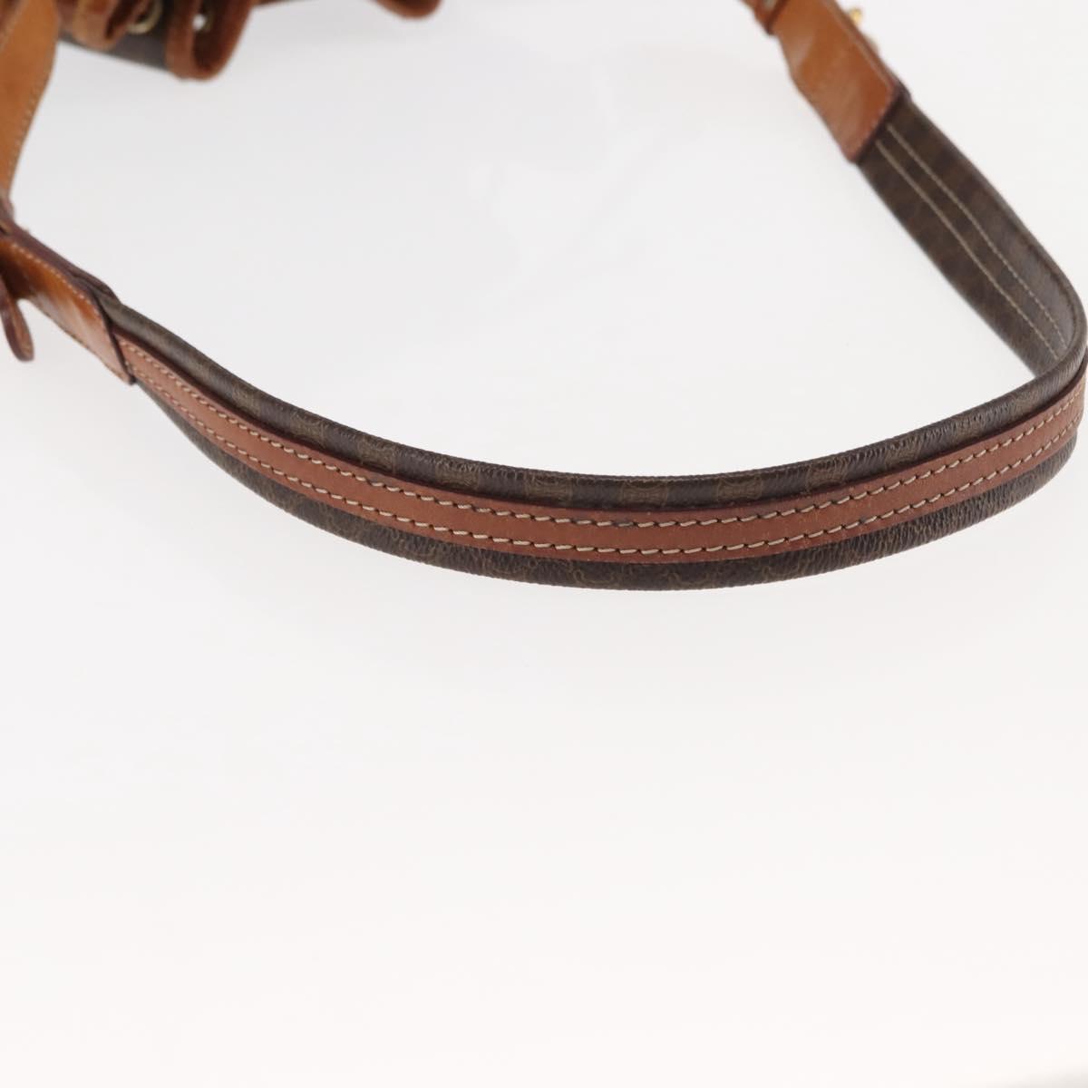 CELINE Macadam Canvas Shoulder Bag PVC Brown Gold Auth 146432