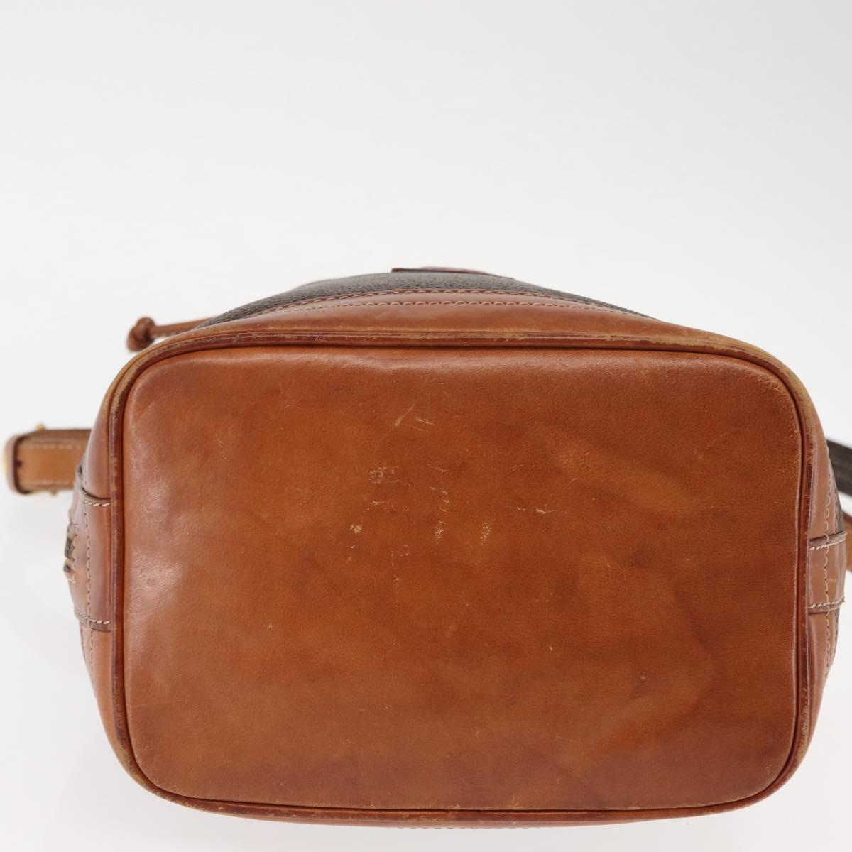 CELINE Macadam Canvas Shoulder Bag PVC Brown Gold Auth 146432