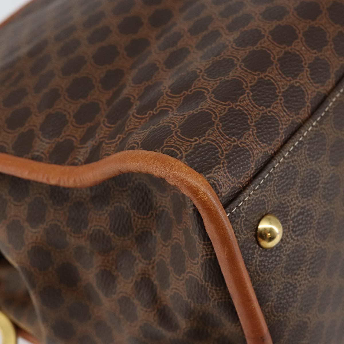 CELINE Macadam Canvas Hand Bag PVC Brown Gold Auth 146433