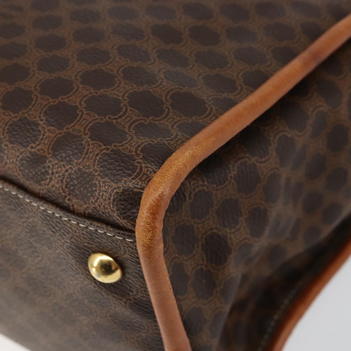 CELINE Macadam Canvas Hand Bag PVC Brown Gold Auth 146433