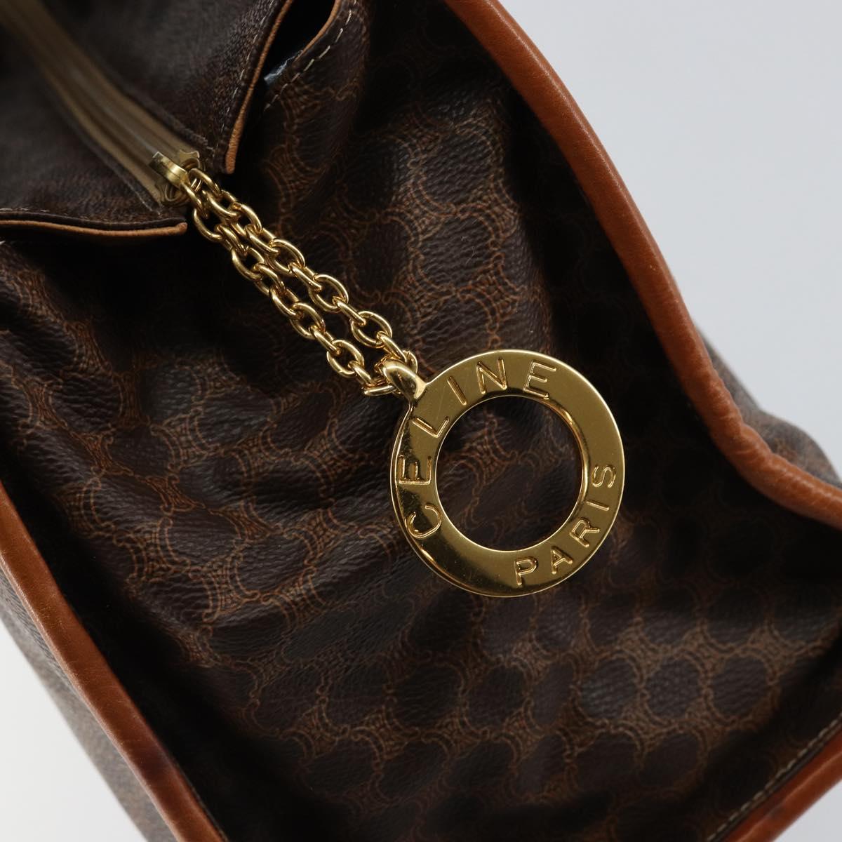 CELINE Macadam Canvas Hand Bag PVC Brown Gold Auth 146433