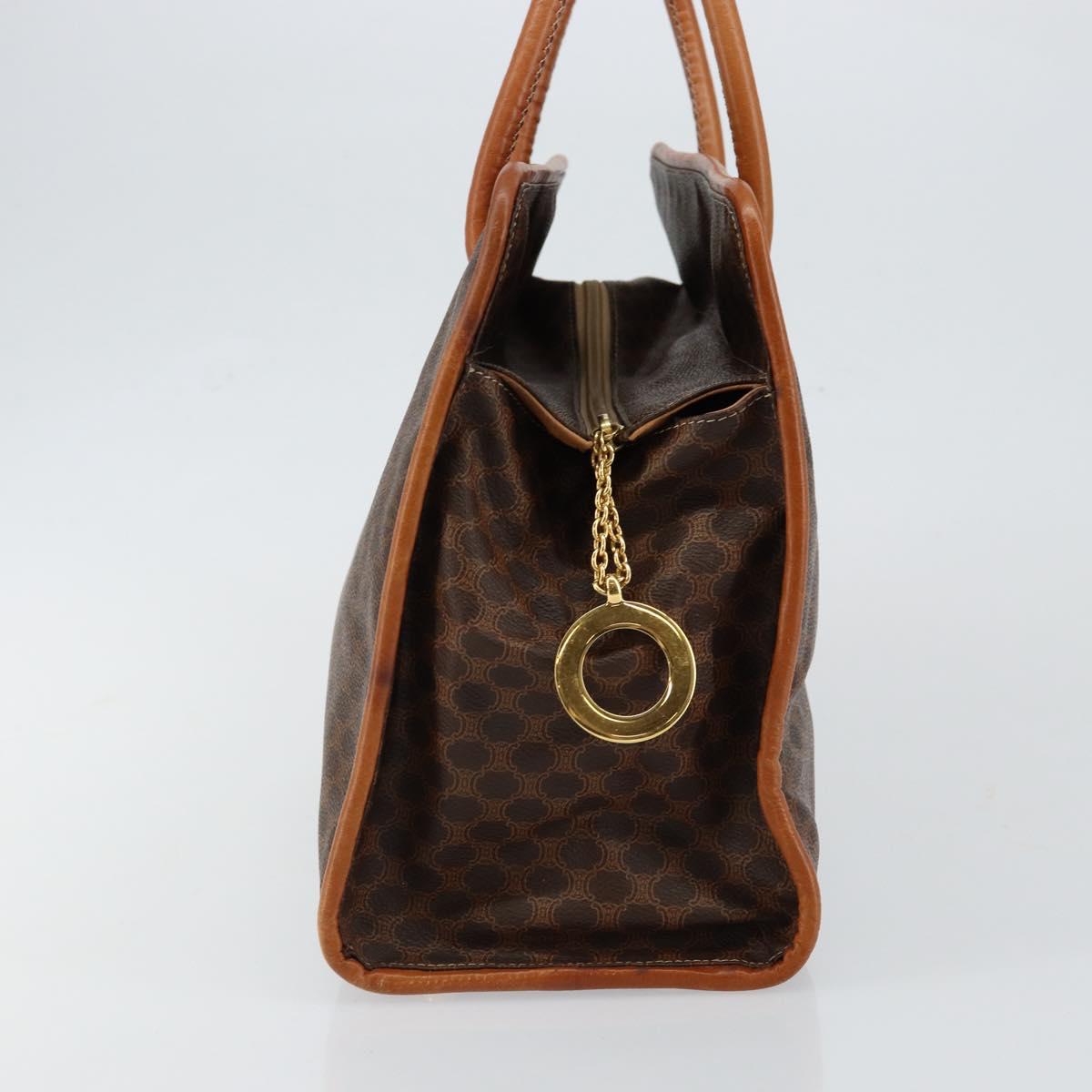 CELINE Macadam Canvas Hand Bag PVC Brown Gold Auth 146433