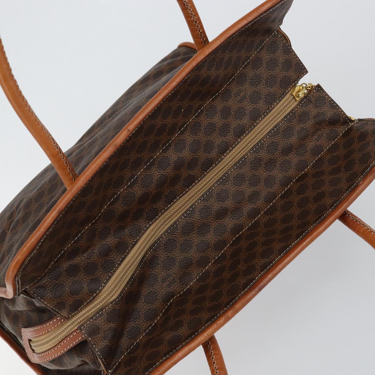 CELINE Macadam Canvas Hand Bag PVC Brown Gold Auth 146433