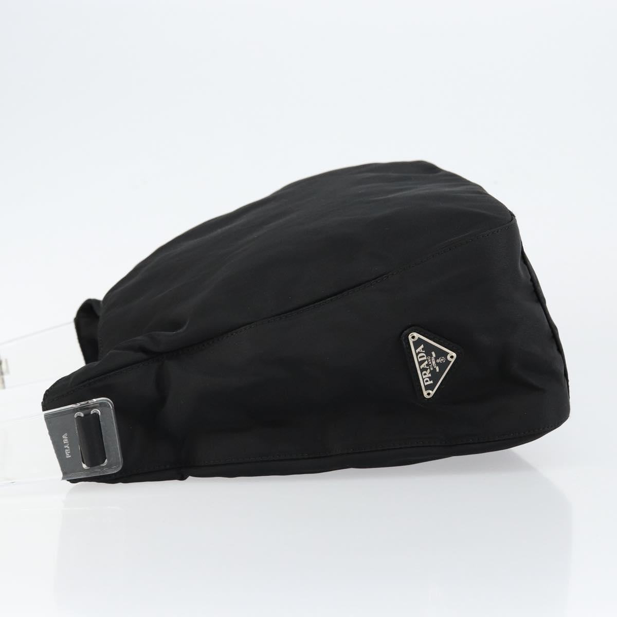 PRADA Shoulder Bag Nylon Black Silver Auth 146434