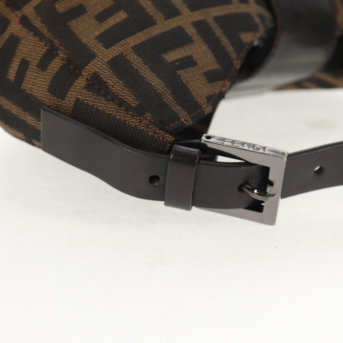 FENDI Zucca Canvas Mamma Baguette Tote Bag Black Brown Auth 146437V