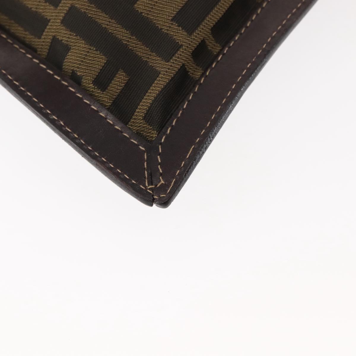 FENDI Zucca Canvas Pouch Black Brown Auth 146439