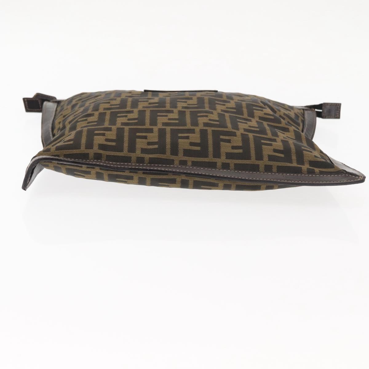 FENDI Zucca Canvas Pouch Black Brown Auth 146439