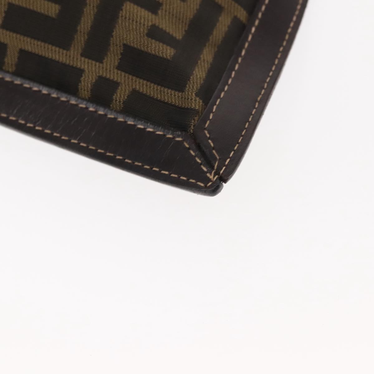 FENDI Zucca Canvas Pouch Black Brown Auth 146439