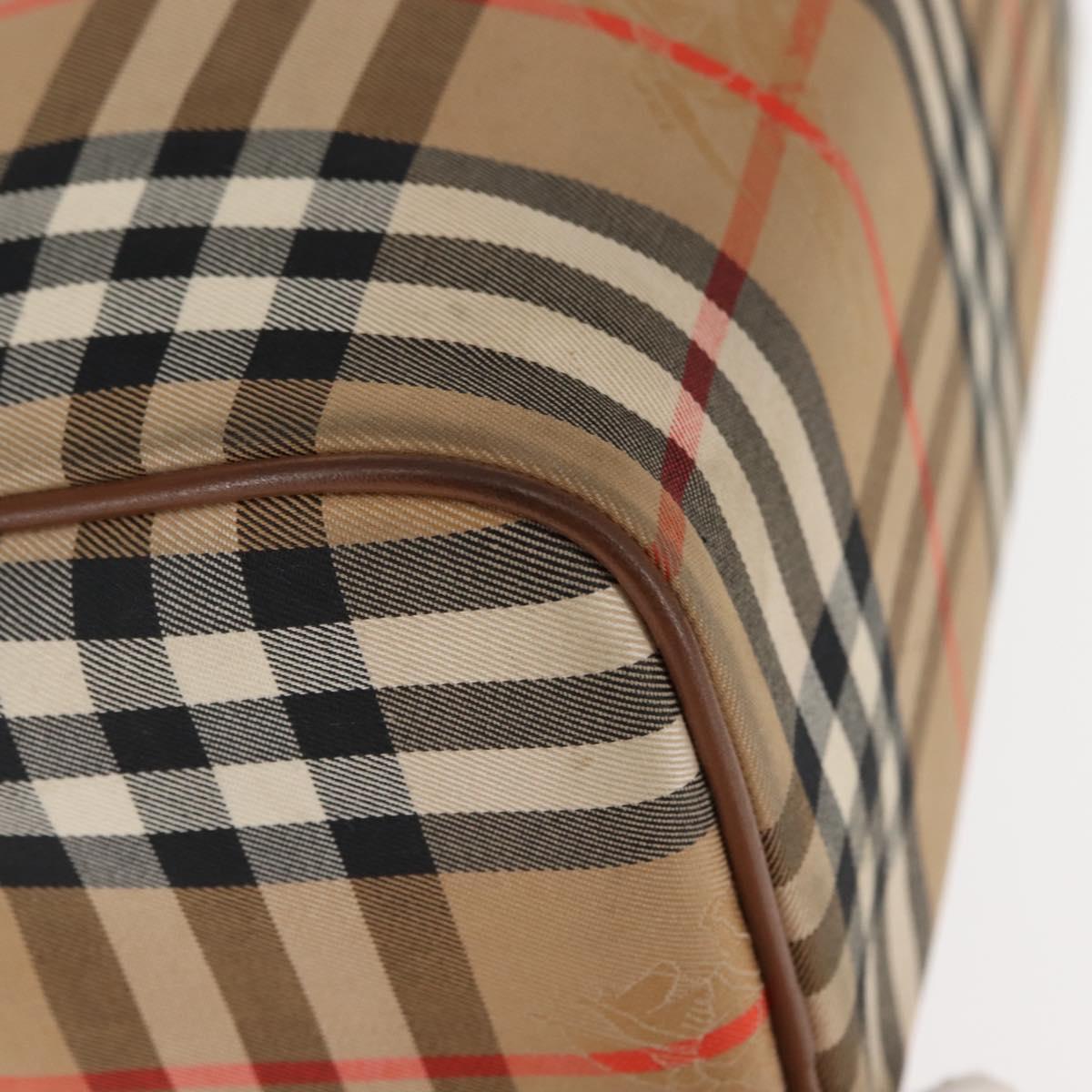 Burberrys Nova Check Hand Bag Canvas Beige Gold Auth 146440