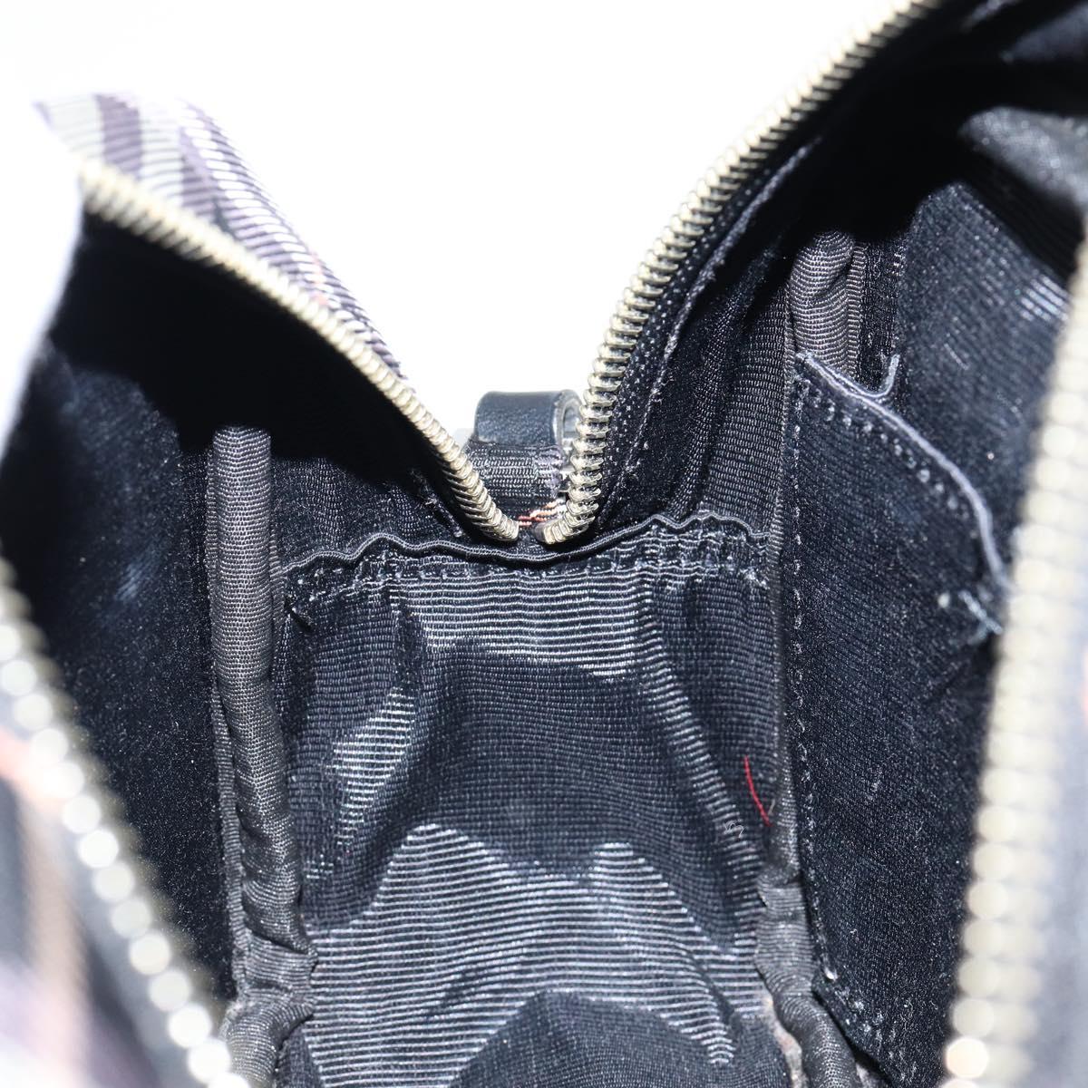 BURBERRY Nova Check Blue Label Shoulder Bag Nylon Black Silver Auth 146441