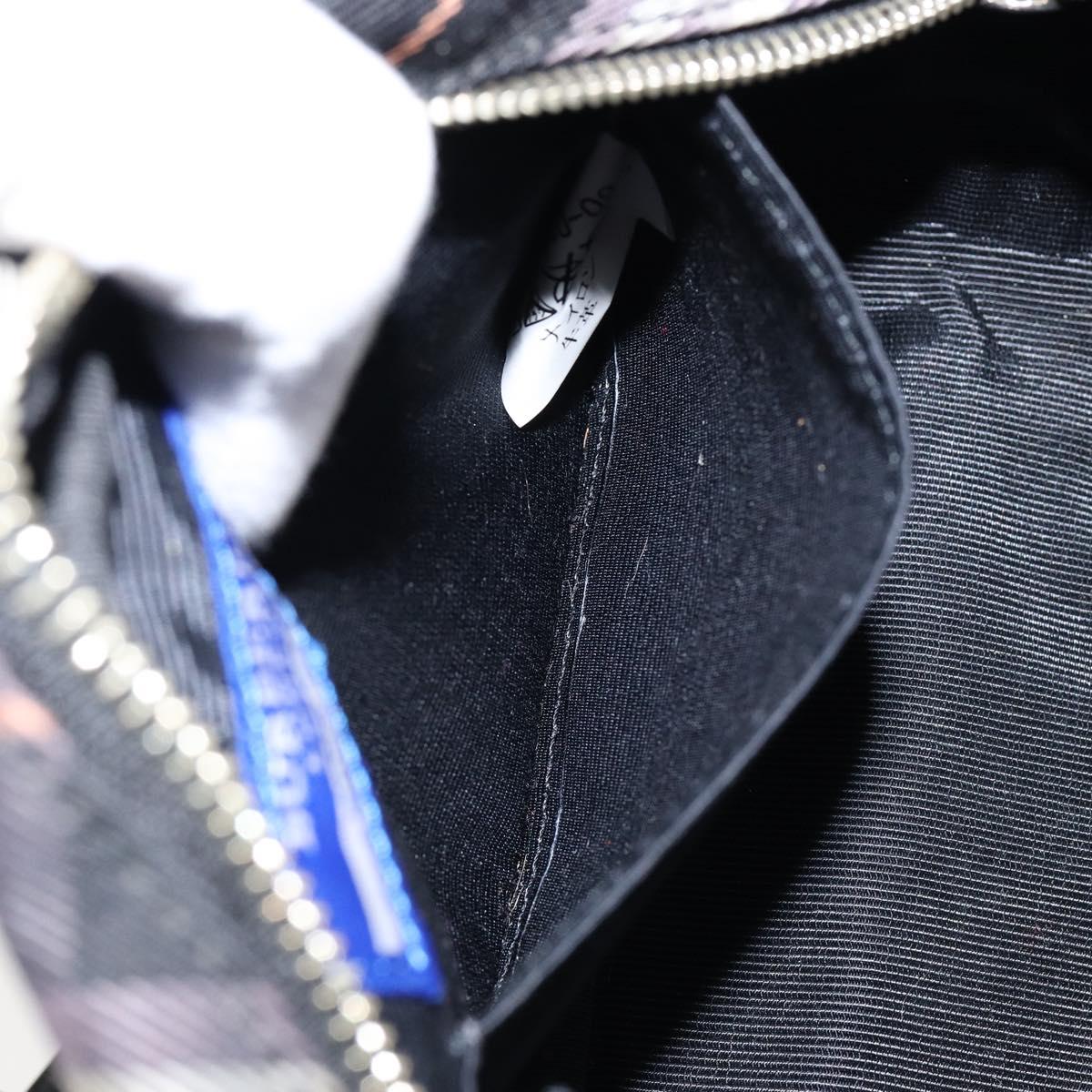 BURBERRY Nova Check Blue Label Shoulder Bag Nylon Black Silver Auth 146441