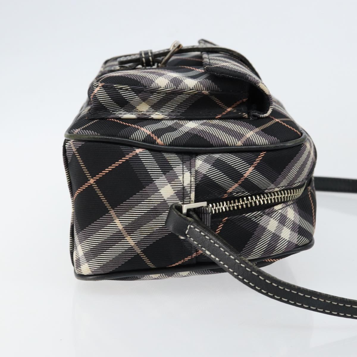 BURBERRY Nova Check Blue Label Shoulder Bag Nylon Black Silver Auth 146441