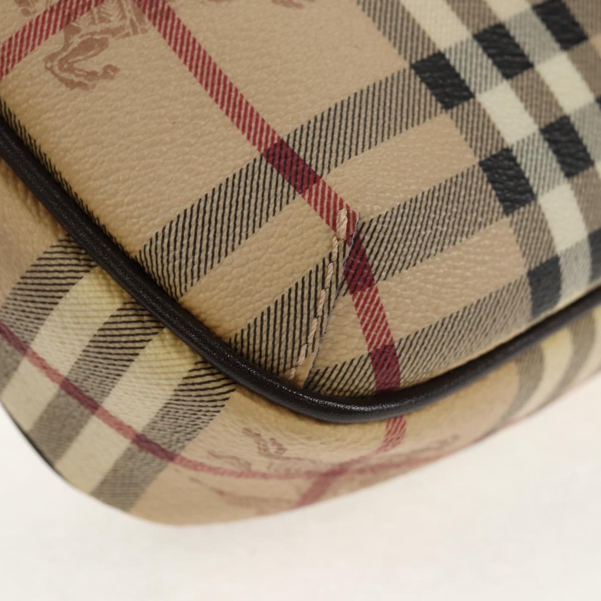 BURBERRY Nova Check Shoulder Bag PVC Beige Gold Auth 146442V