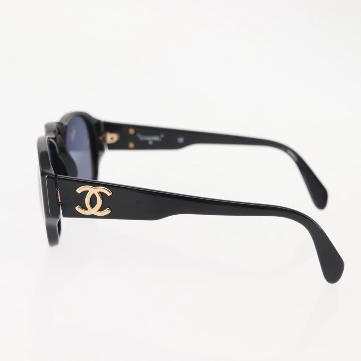 CHANEL Sunglasses Plastic Black CC Auth 146446