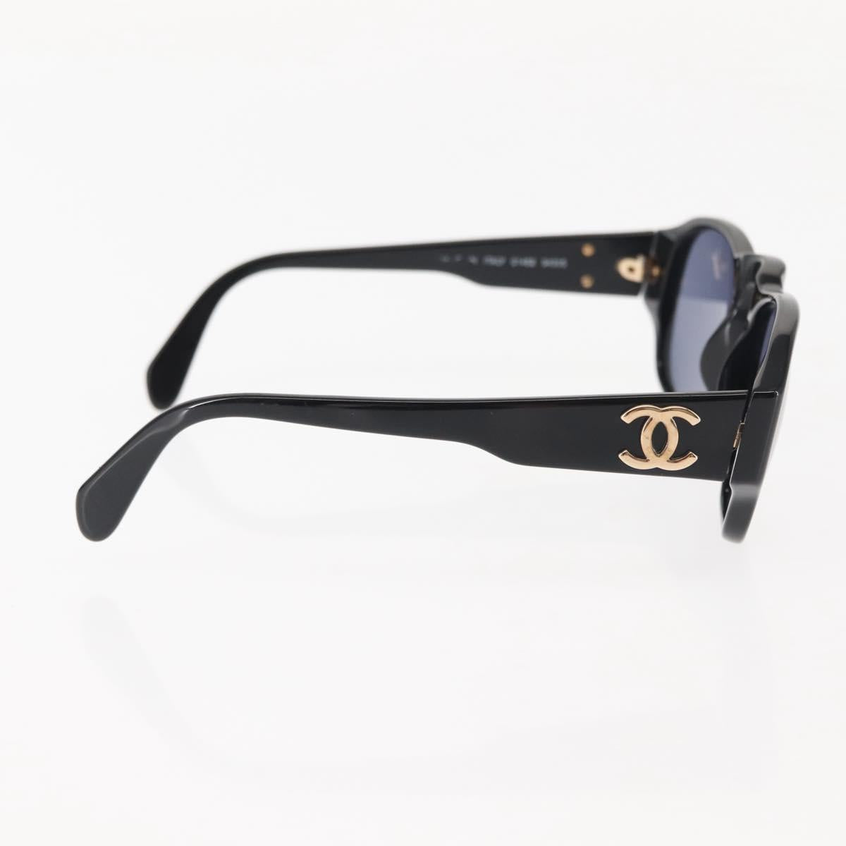CHANEL Sunglasses Plastic Black CC Auth 146446
