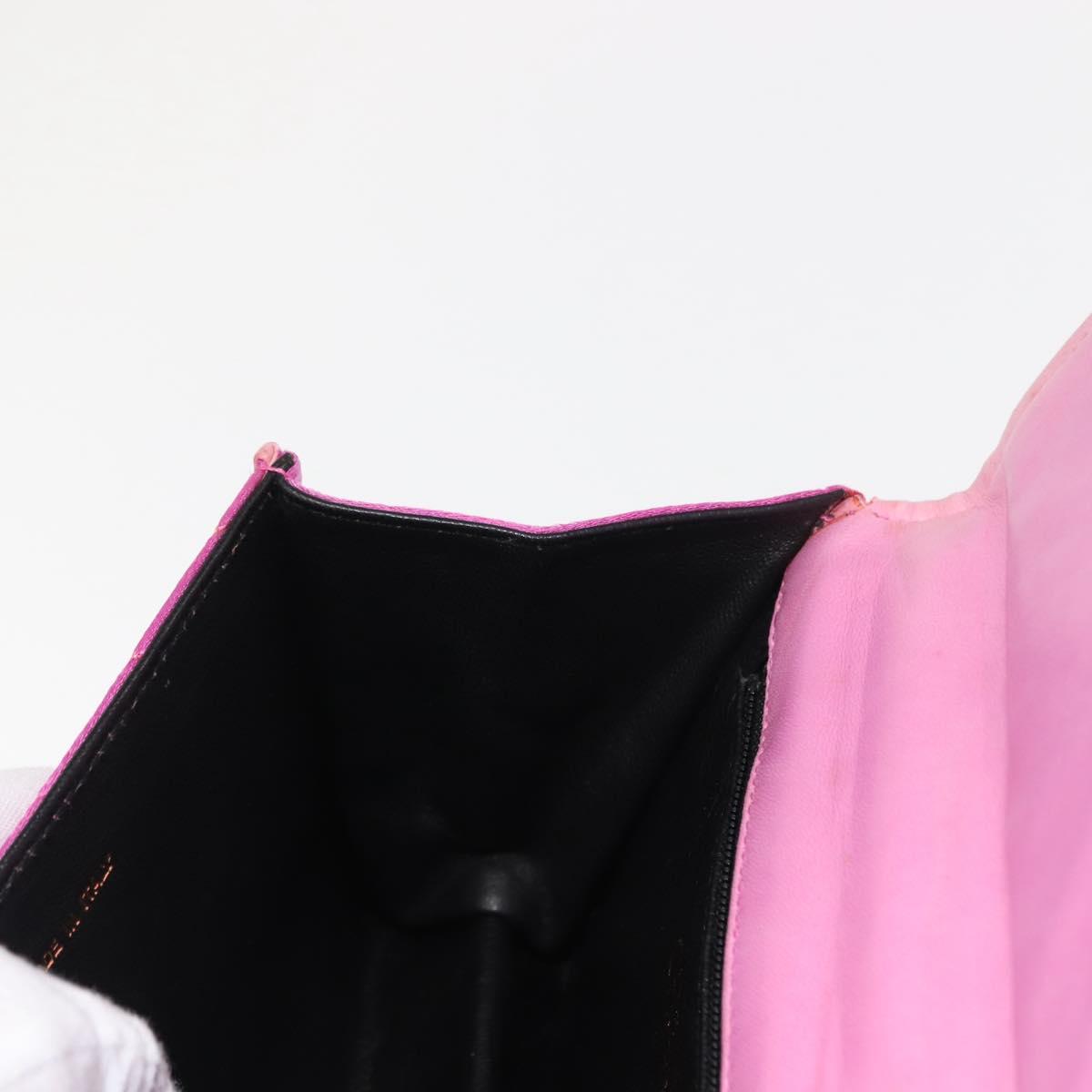 CHANEL V Stitch Hand Bag Satin Pink Gold CC Auth 146447