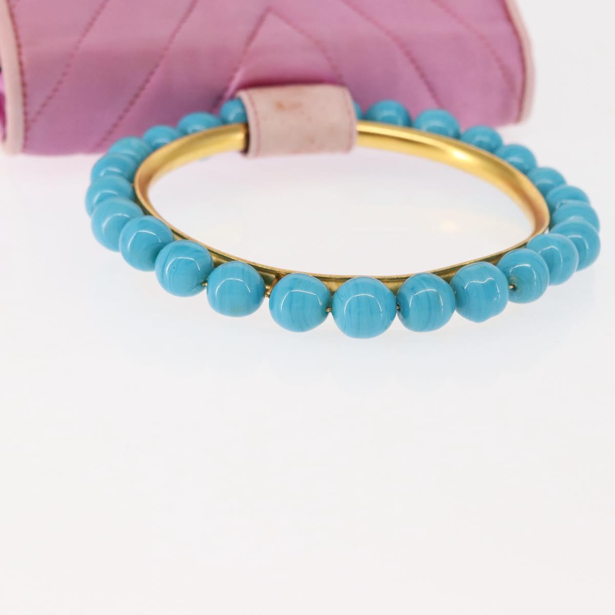 CHANEL V Stitch Hand Bag Satin Pink Gold CC Auth 146447