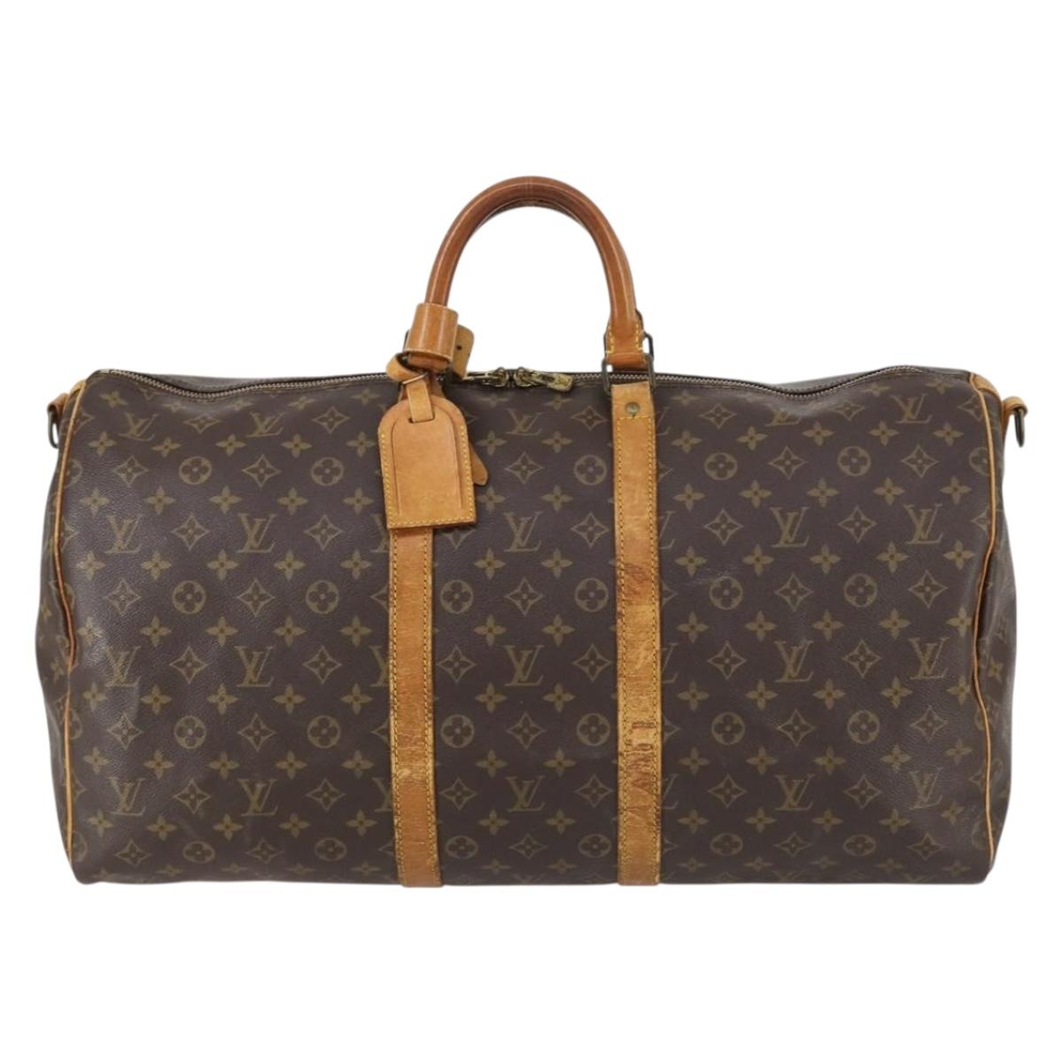 LOUIS VUITTON Monogram Keepall Bandouliere 55 Boston Bag M41414 LV Auth 146473
