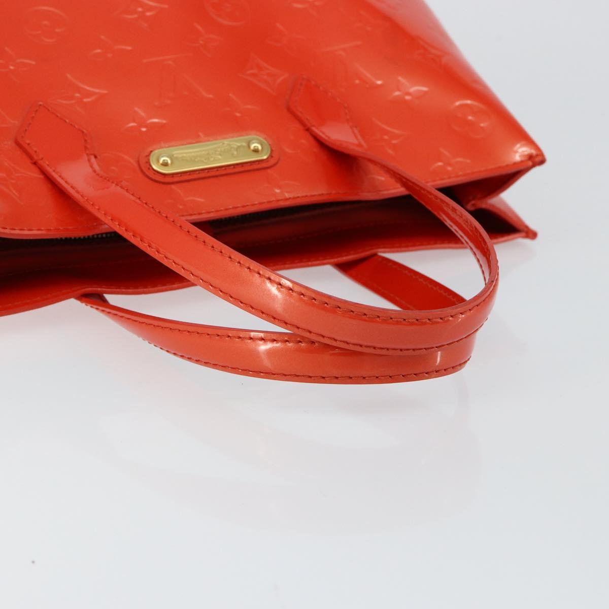LOUIS VUITTON Vernis Bluebird Wilshire PM Bag Orenge Sunset M93644 Auth 146475